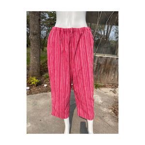 Vintage | 90s Carroll Reed Gaucho Pants Cropped Red Stripes Sz 2X Volup
